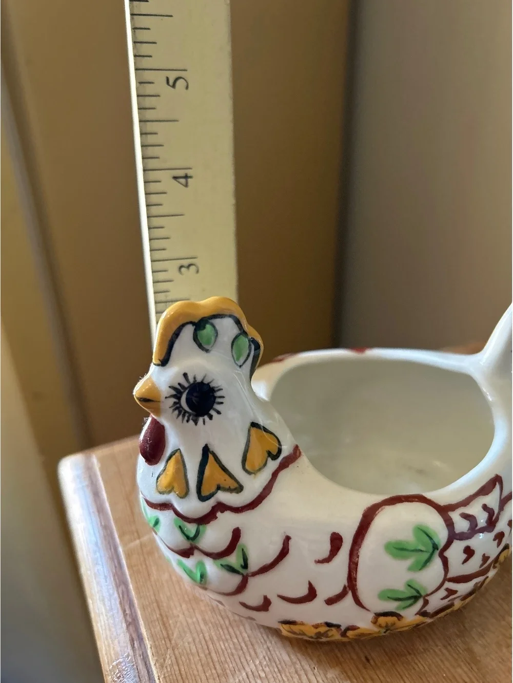 Hand-Painted Ceramic Hen Figurine Planter or Decorative Bowl